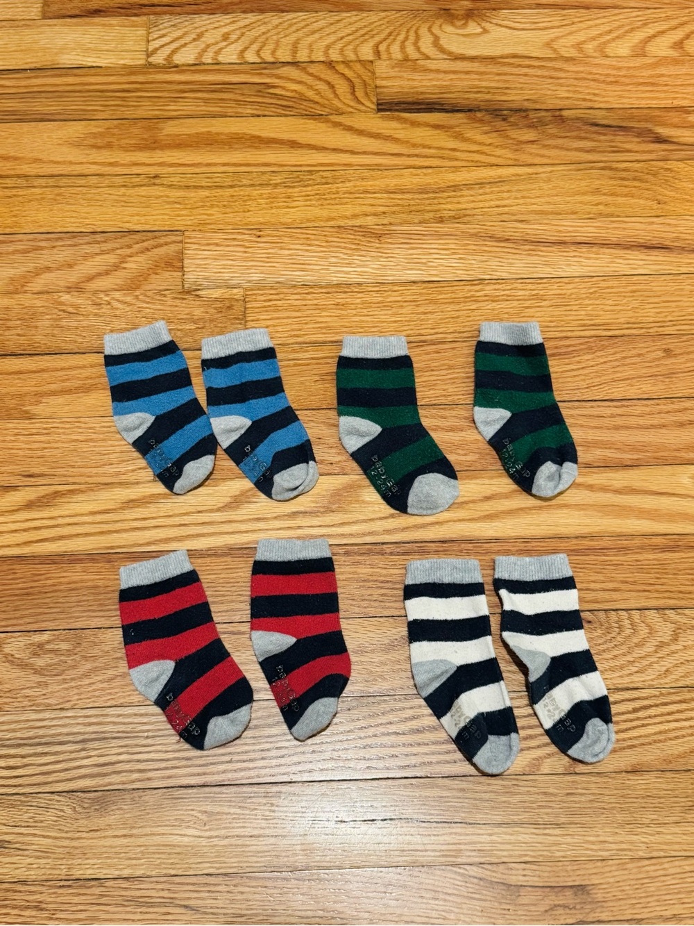 Baby gap toddler boy Striped 12-24 month cotton Crew Socks Blue Green Red stripe
